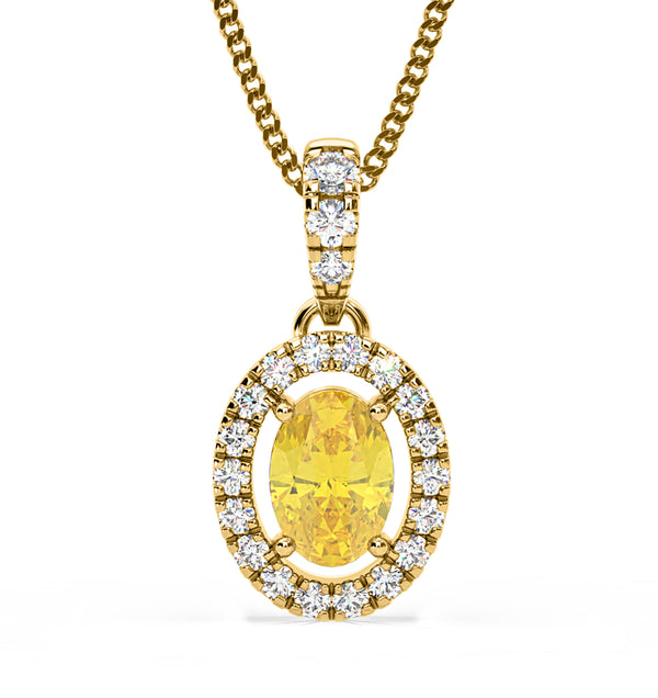 Georgina Yellow Lab Diamond Oval Halo Necklace 0.70ct in 18KGold - Elara Collection